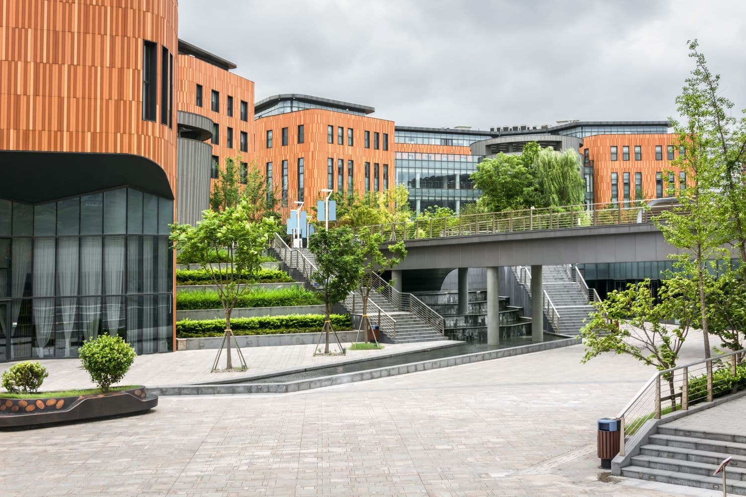Outside view of a college campus